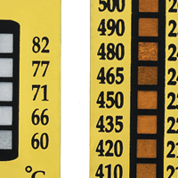 Irreversible Colour Change Temperature Indicating Labels